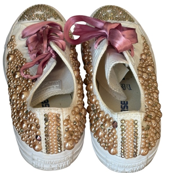 Converse Pearl Bling Low Top Womens Sneakers Size 7 Wedding Fancy - Picture 4 of 12